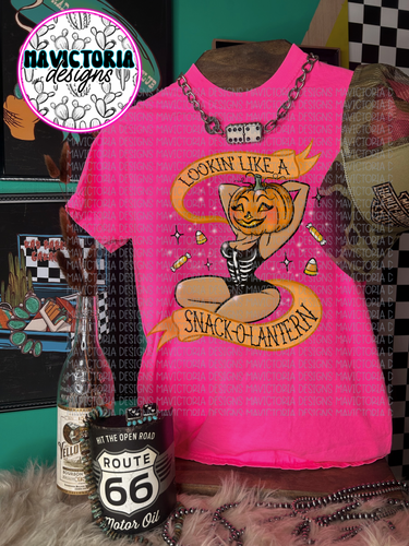 Looking like a snack-o-lantern on neon pink hoodie, crewneck, long sleeve or tee - Mavictoria Designs Hot Press Express