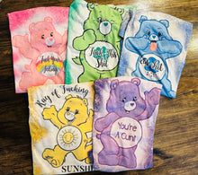 Load image into Gallery viewer, Bleached swear bear care bear graphic tees - Mavictoria Designs Hot Press Express
