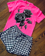 Load image into Gallery viewer, The Neon Gothic Rose Collection on Comfort Colors or Beach Wash Graphic Tees // checkered shorts sold separately - Mavictoria Designs Hot Press Express
