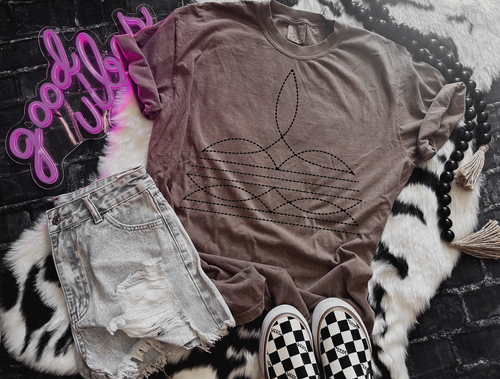 Black boot stitch espresso BROWN comfort colors graphic tee - Mavictoria Designs Hot Press Express