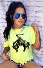 Load image into Gallery viewer, The Neon bronc comfort colors collection graphic tees checkered shorts sold separately - Mavictoria Designs Hot Press Express
