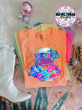 Load image into Gallery viewer, neon floral beer collection on comfort colors graphic tee - Mavictoria Designs Hot Press Express
