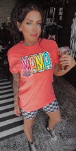 Load image into Gallery viewer, Comfort colors neon dalmation dot  Mama Graphic tee / checkered athletic pocket shorts SOLD SEPARATELY - Mavictoria Designs Hot Press Express
