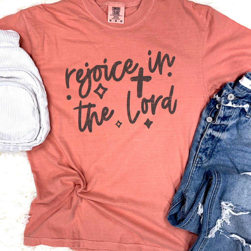 Rejoice in the Lord Graphic Tee - Mavictoria Designs Hot Press Express