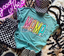 Load image into Gallery viewer, Comfort colors neon dalmation dot  Mama Graphic tee / checkered athletic pocket shorts SOLD SEPARATELY - Mavictoria Designs Hot Press Express
