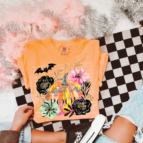 Sweet and spooky on comfort colors graphic tee (you pick color) - Mavictoria Designs Hot Press Express