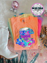 Load image into Gallery viewer, neon floral beer collection on comfort colors graphic tee - Mavictoria Designs Hot Press Express
