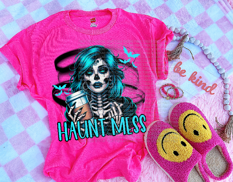 NEON PINK HAUNT MESS hoodie, crewneck, long sleeve or graphic tee - Mavictoria Designs Hot Press Express