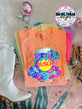 Load image into Gallery viewer, neon floral beer collection on comfort colors graphic tee - Mavictoria Designs Hot Press Express

