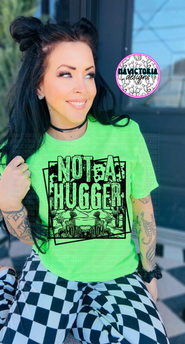 Neon green port and company FUNNY not a hugger cactus western graphic tee - Mavictoria Designs Hot Press Express