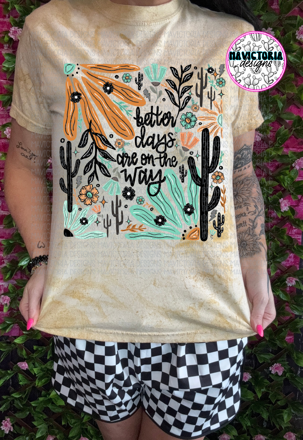 Better days are on the way on citris yellow tie dye comfort colors WESTERN graphic tee - Mavictoria Designs Hot Press Express