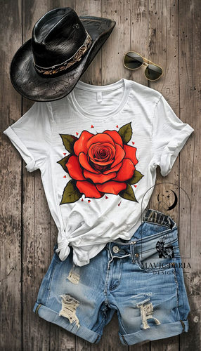 Beautiful rose on white hoodie, crewneck, long sleeve or tee // western - Mavictoria Designs Hot Press Express