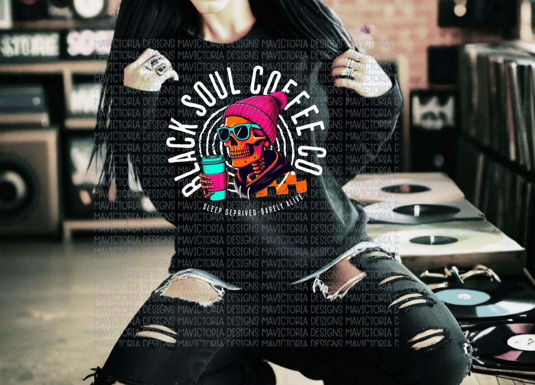 Black soul coffee co Black hoodie, crewneck, long sleeve or graphic tee - Mavictoria Designs Hot Press Express