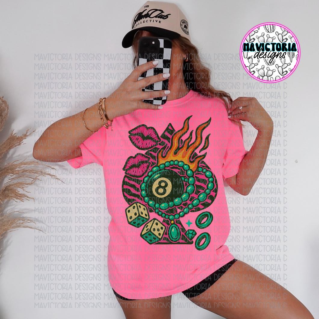 Pink zebra spade eightball western graphic tee (choose your color) - Mavictoria Designs Hot Press Express