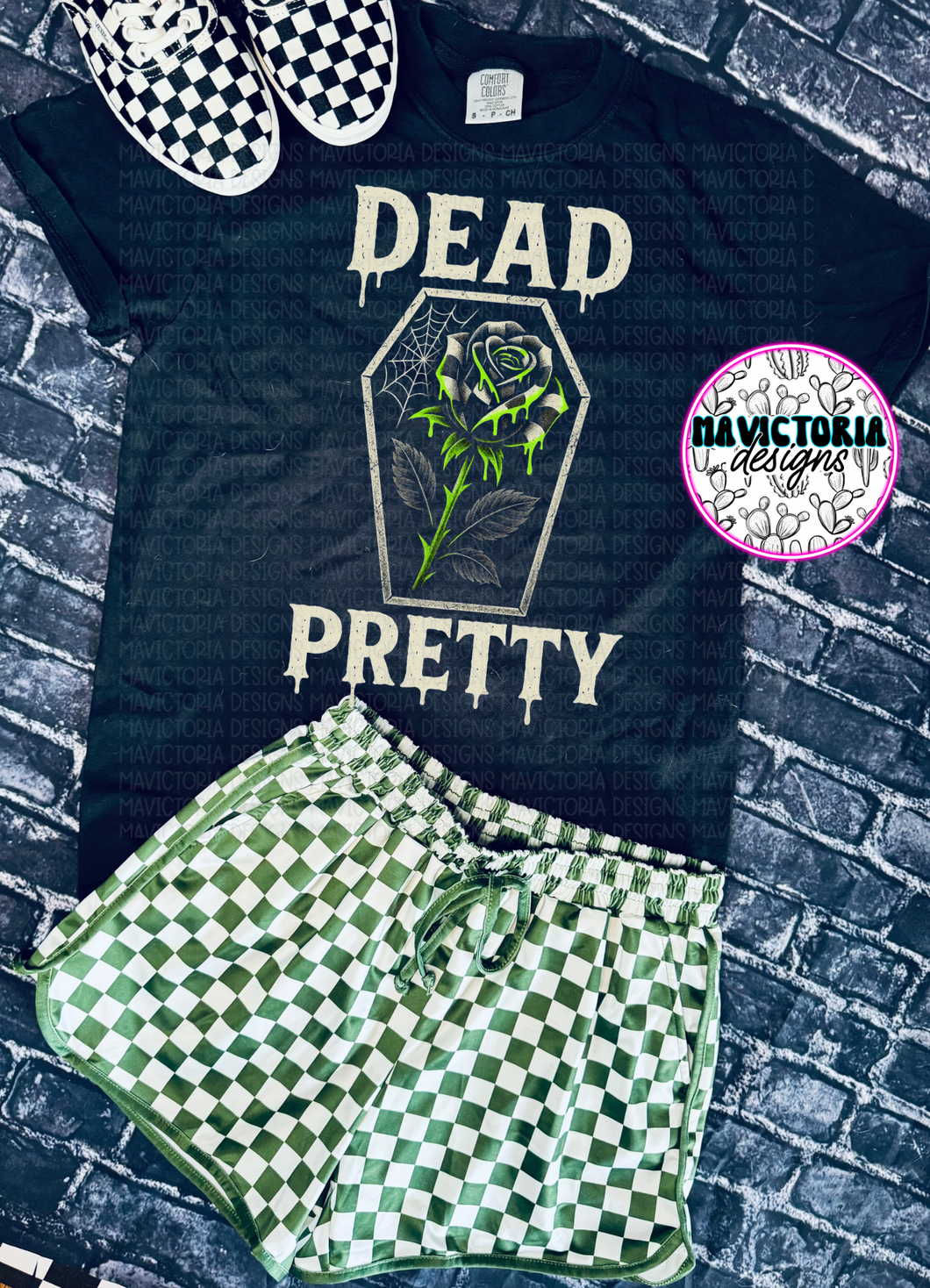 Dead pretty on black hoodie, crewneck, long sleeve or tee - Mavictoria Designs Hot Press Express