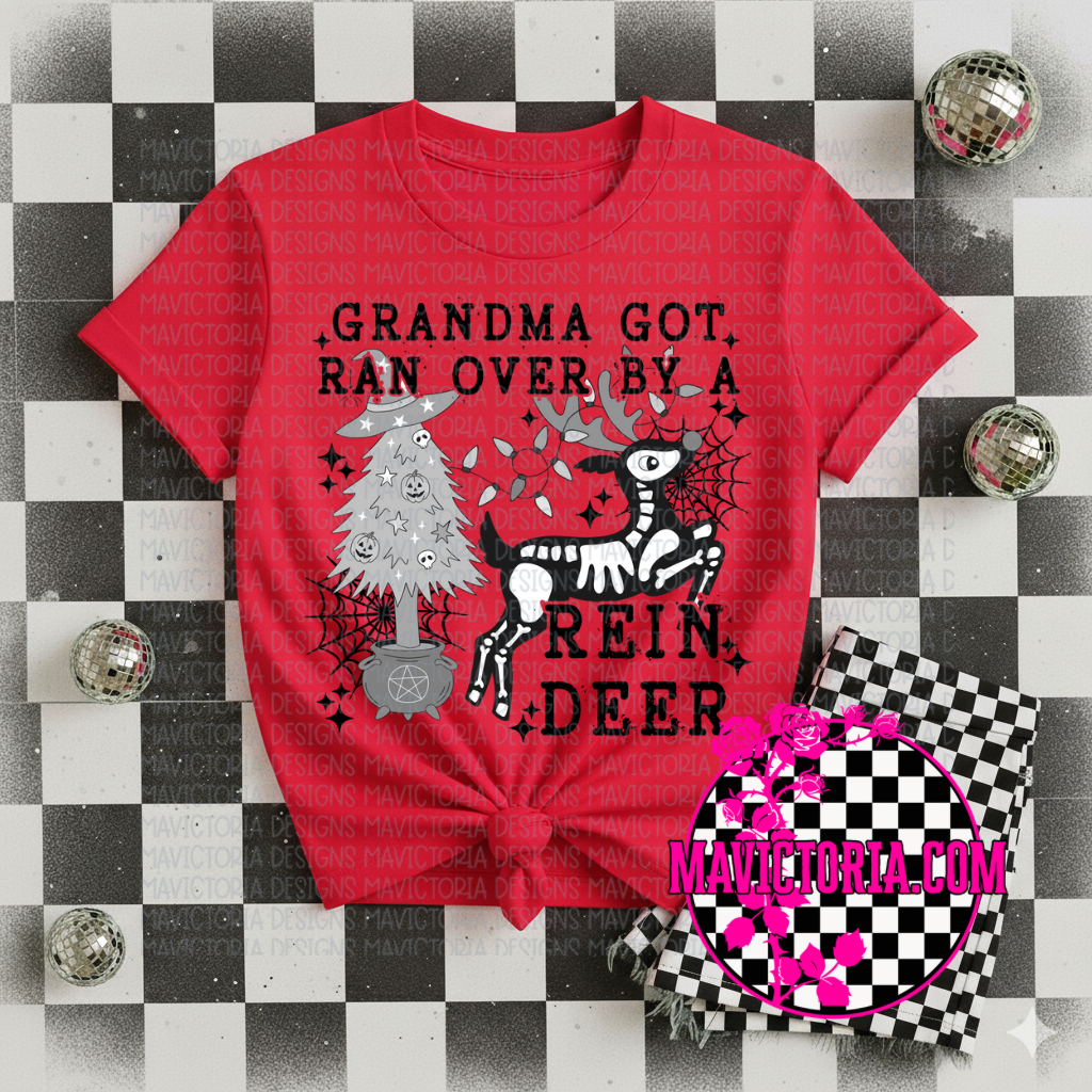Grandma got ran over by a reindeer on red hoodie, crewneck, long sleeve or tee