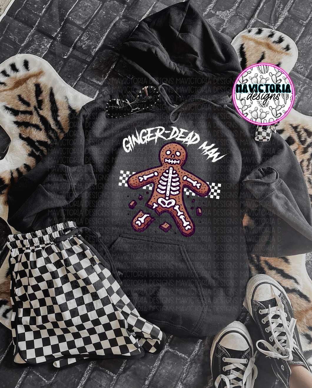 Ginger dead man on black hoodie, crewneck, long sleeve or graphic tee