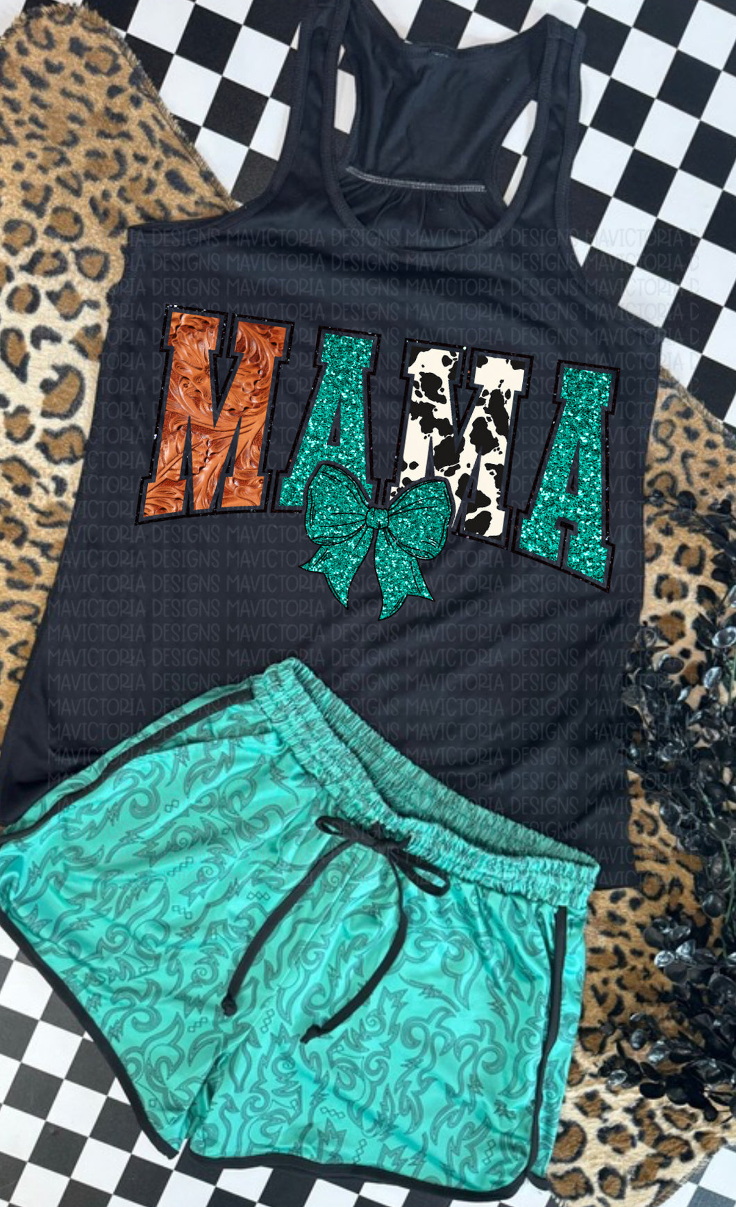 Western mama with bow on Black tank, hoodie, crewneck, long sleeve or graphic tee - Mavictoria Designs Hot Press Express