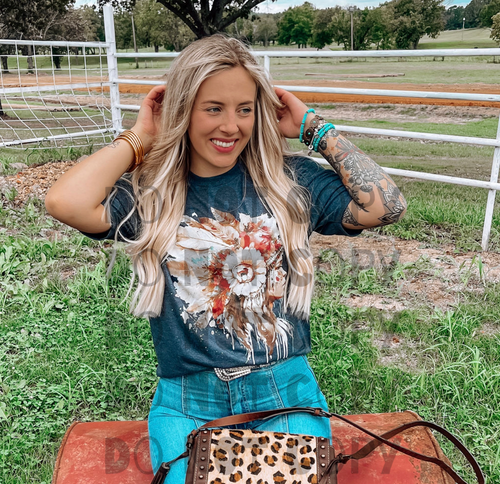 Indian woman headdress watercolor graphic tee or sweatshirt - Mavictoria Designs Hot Press Express