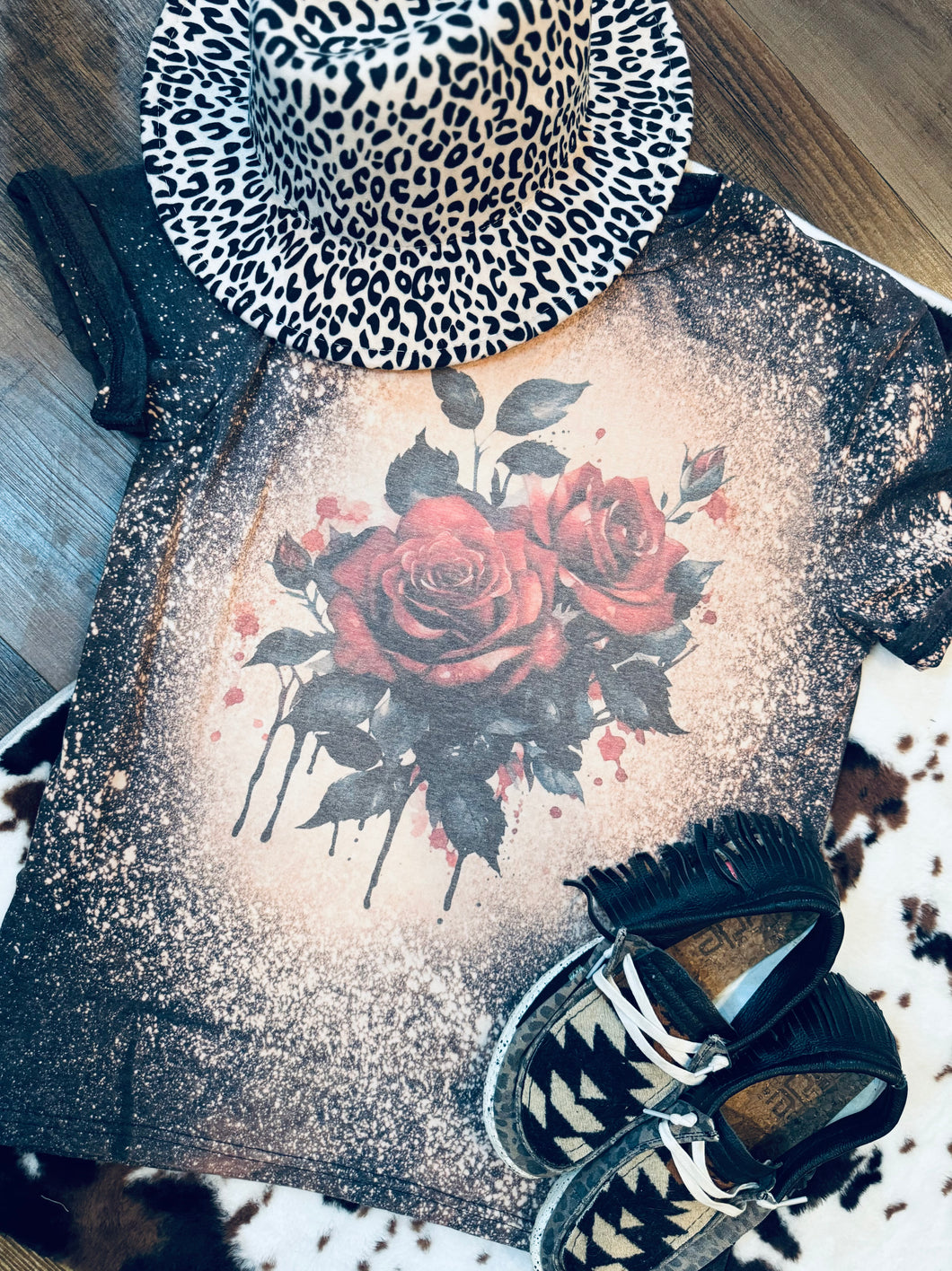 The gothic rose bleached graphic tee - Mavictoria Designs Hot Press Express