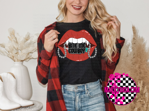 Bite me cowboy on black hoodie, crewneck, long sleeve or graphic tee - Mavictoria Designs Hot Press Express