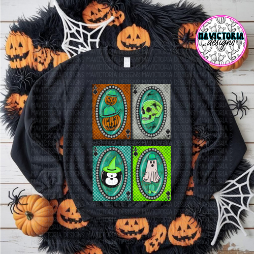 Western Halloween aces on black hoodie, crewneck, long sleeve or tee - Mavictoria Designs Hot Press Express