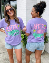 Load image into Gallery viewer, Later alligator after while crocodile front and back design on comfort colors graphic tee (choose your color) shown on violet - Mavictoria Designs Hot Press Express
