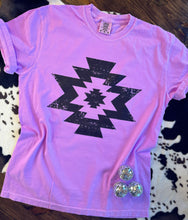 Load image into Gallery viewer, The neon Aztec tee on comfort colors brand - Mavictoria Designs Hot Press Express
