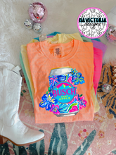 Load image into Gallery viewer, neon floral beer collection on comfort colors graphic tee - Mavictoria Designs Hot Press Express
