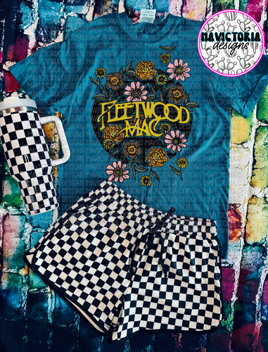 Fleetwood mac band graphic tee on DISTRICT TEAL FLECK - Mavictoria Designs Hot Press Express