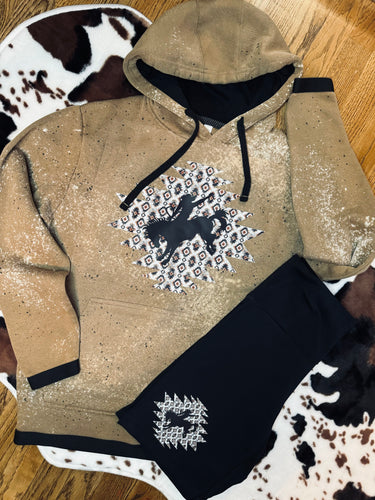 coyote brown splatter and bleached earthy Aztec bronco collection : tee long sleeve sweatshirt hoodie sweatpants or shorts SOLD SEPARATELY - Mavictoria Designs Hot Press Express
