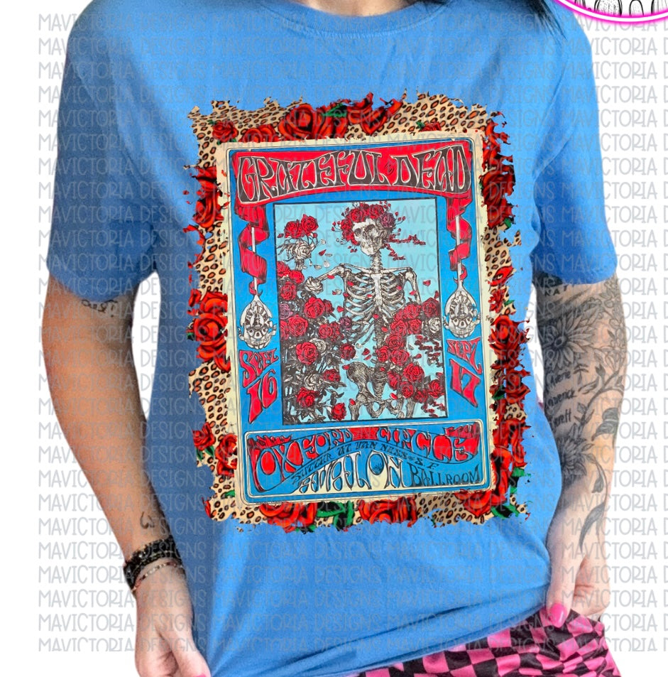 Grateful dead band graphic tee on royal blue comfort colors tee - Mavictoria Designs Hot Press Express
