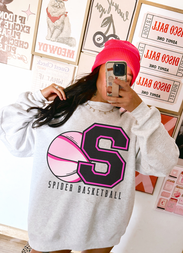 SPIDER basketball on ash TEE / CREWNECK SWEATSHIRT /LONG SLEEVE / OR HOODIE - Mavictoria Designs Hot Press Express