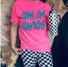 Load image into Gallery viewer, The Neon Long Live Cowboys Collection on Comfort Colors or Beach Wash Graphic Tees // checkered shorts and joggers sold separately - Mavictoria Designs Hot Press Express
