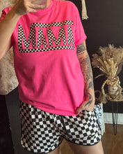 Load image into Gallery viewer, Comfort colors neon checkered Mama Graphic tee / checkered athletic pocket shorts SOLD SEPARATELY - Mavictoria Designs Hot Press Express
