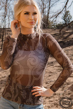Load image into Gallery viewer, Kick the dust up BOOT STITCH mesh long sleeve top - Mavictoria Designs Hot Press Express
