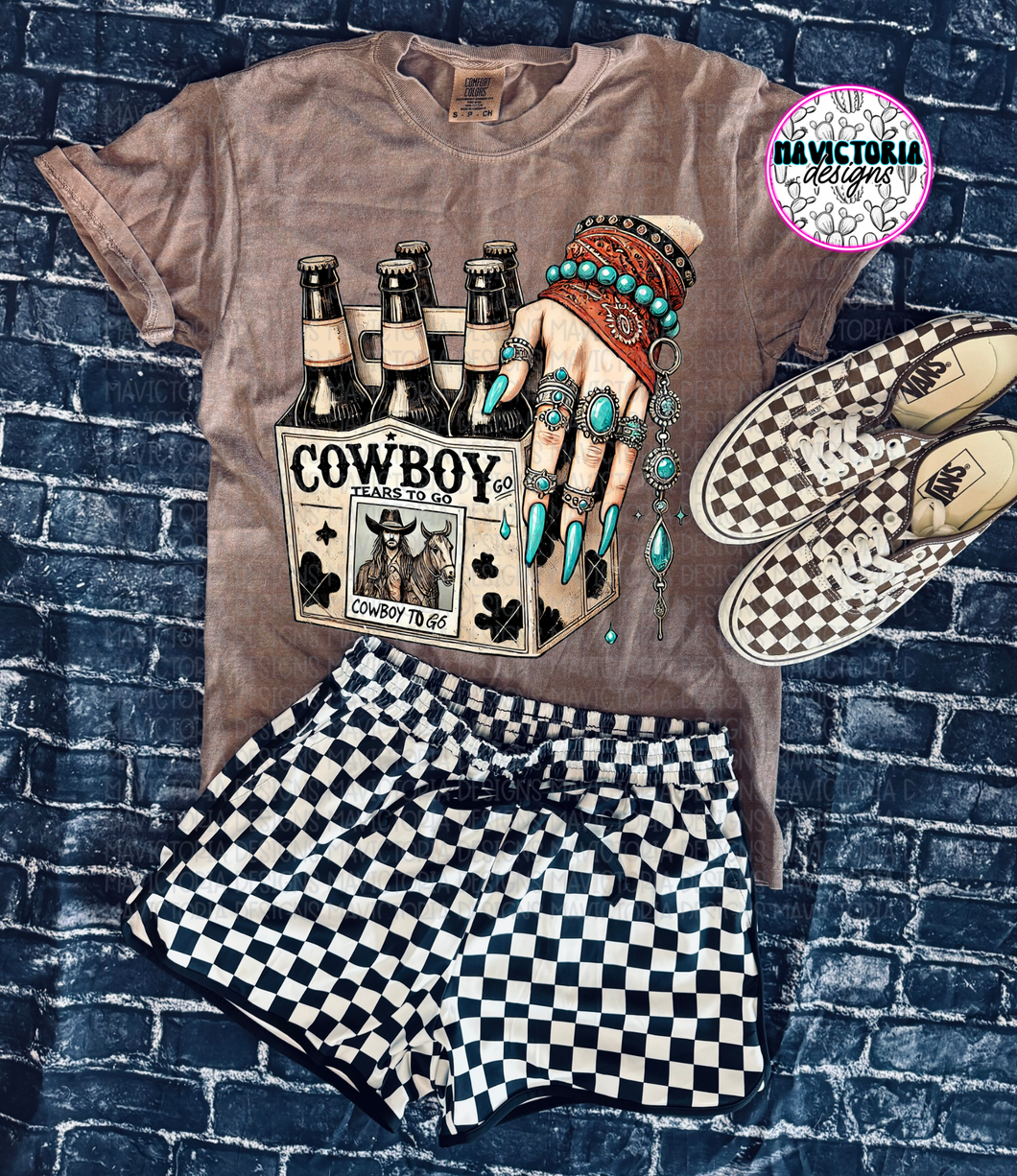 Cowboy tears to go on espresso comfort colors WESTERN graphic tee - Mavictoria Designs Hot Press Express