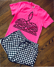 Load image into Gallery viewer, The Neon Checkered Bootstitch Boot Stitch Collection on Comfort Colors or Beach Wash Graphic Tees // checkered shorts sold separately - Mavictoria Designs Hot Press Express
