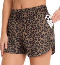 Load image into Gallery viewer, Brown leopard shorts with drawstring and pockets - Mavictoria Designs Hot Press Express

