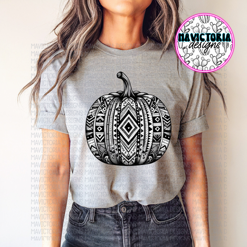 Aztec pumpkin on grey hoodie, crewneck, long sleeve or tee - Mavictoria Designs Hot Press Express