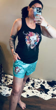 Load image into Gallery viewer, The Boho Bull Graphic Tank Top in black … leopard teal boho bull shorts are LIMITED - Mavictoria Designs Hot Press Express
