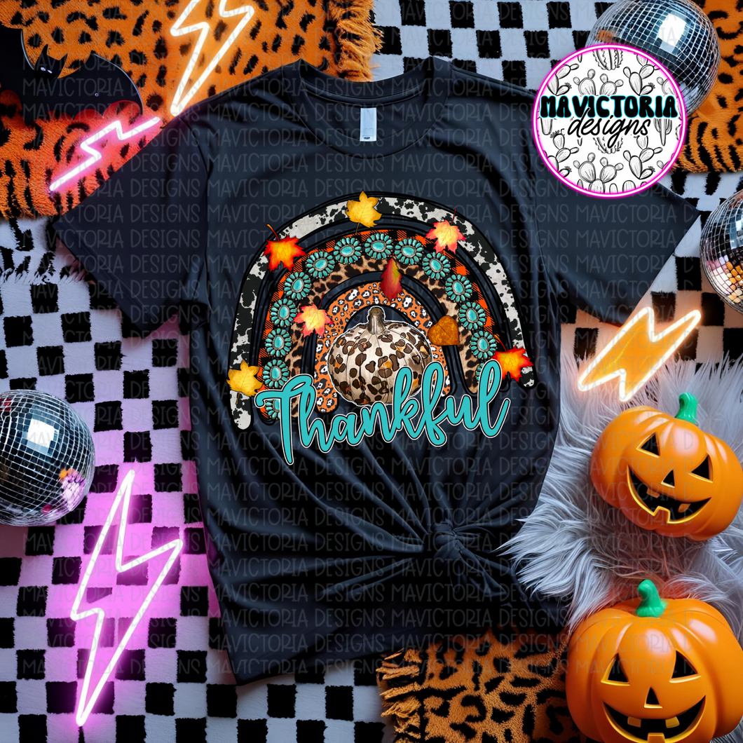 Thankful western rainbow on black hoodie, crewneck, long sleeve or tee