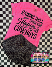 Load image into Gallery viewer, The Neon Raising hell with the hippies and the cowboys collection // checkered shorts sold separately - Mavictoria Designs Hot Press Express
