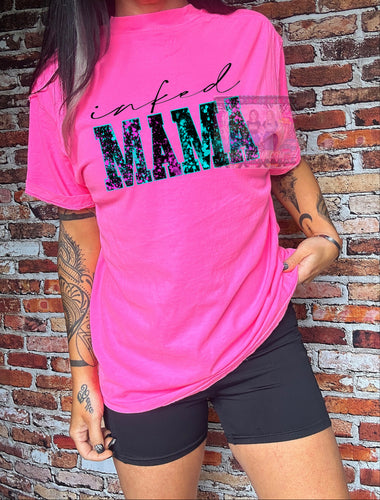 INKED MAMA neon pink graphic tee - Mavictoria Designs Hot Press Express