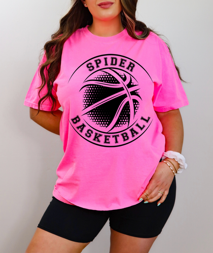 SPIDER basketball 1 on neon pink TEE / CREWNECK SWEATSHIRT /LONG SLEEVE / OR HOODIE - Mavictoria Designs Hot Press Express