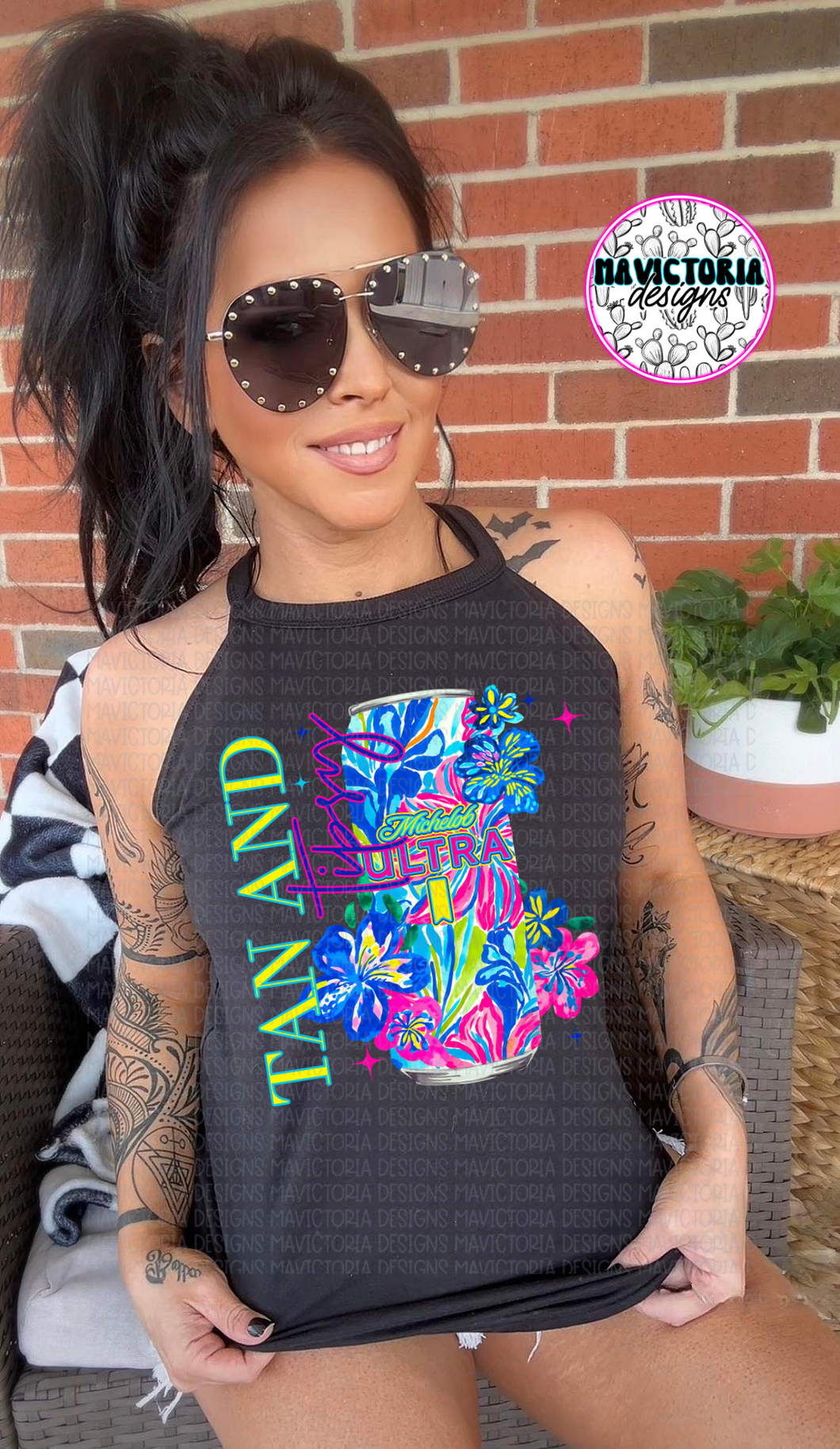 Tan and Tipsy neon floral beer collection - Mavictoria Designs Hot Press Express