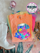 Load image into Gallery viewer, neon floral beer collection on comfort colors graphic tee - Mavictoria Designs Hot Press Express
