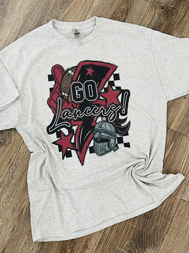Go Lancers Football. Ash graphic shirt. - Mavictoria Designs Hot Press Express