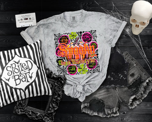 SPOOKY IS A LIFESTYLE graphic tee on SMOKE COMFORT COLORS - Mavictoria Designs Hot Press Express