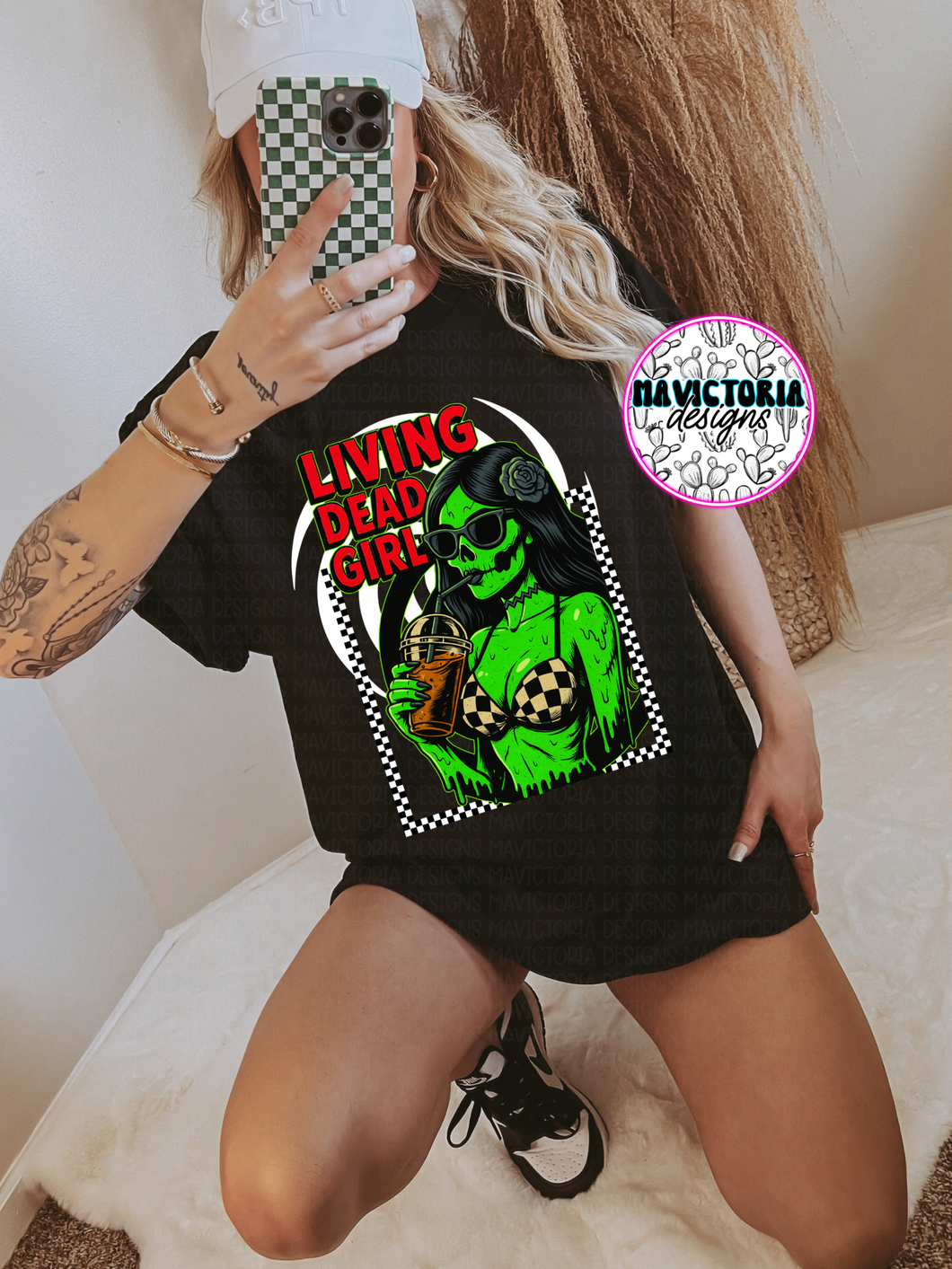 Living dead girl on black hoodie , crewneck, long sleeve or tee